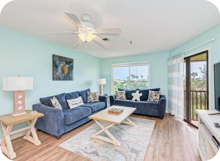 Bright living room with ocean view